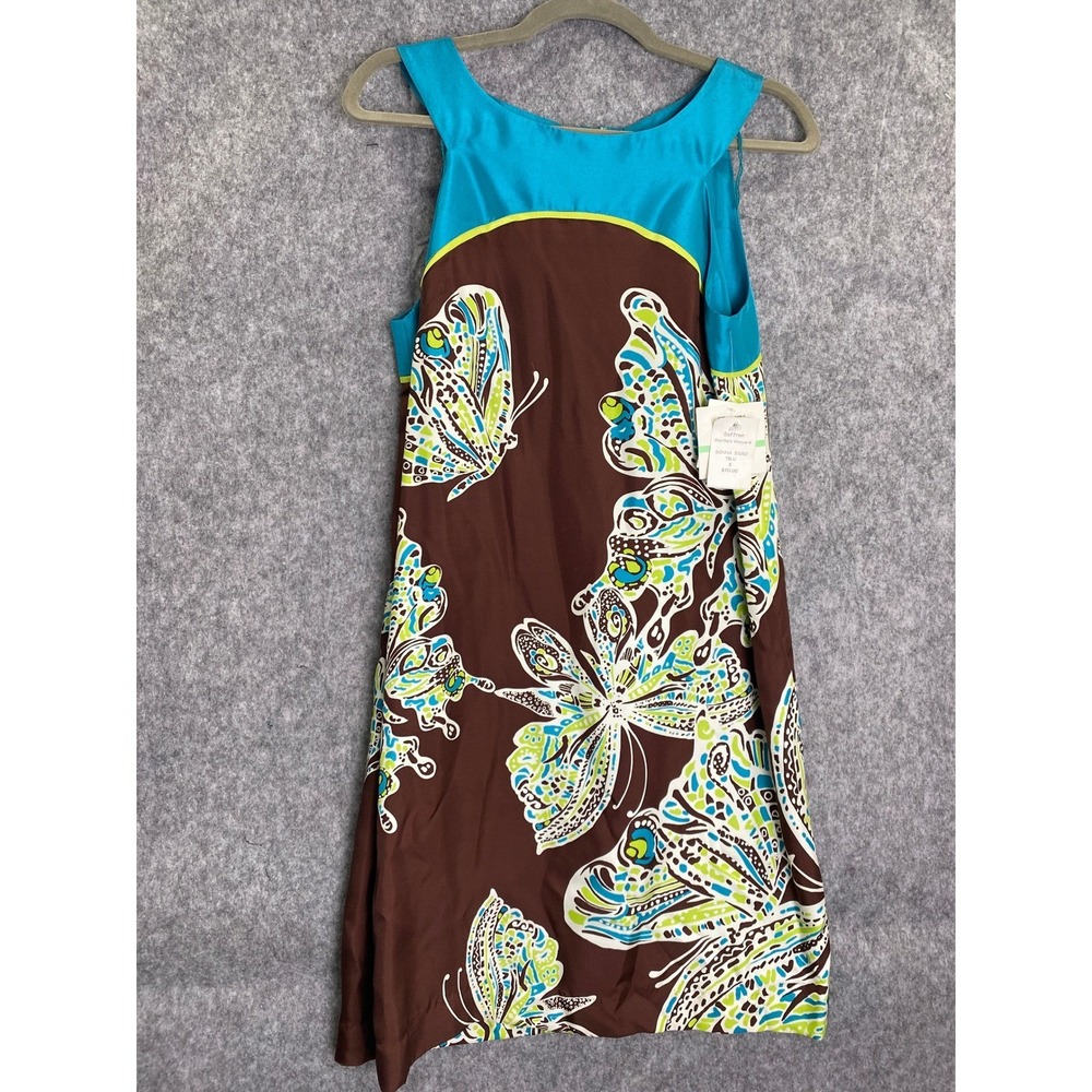 NWT Donna‎ Morgan Silk Paisley Dress Brown Turquoise Boho Midi Size 8
